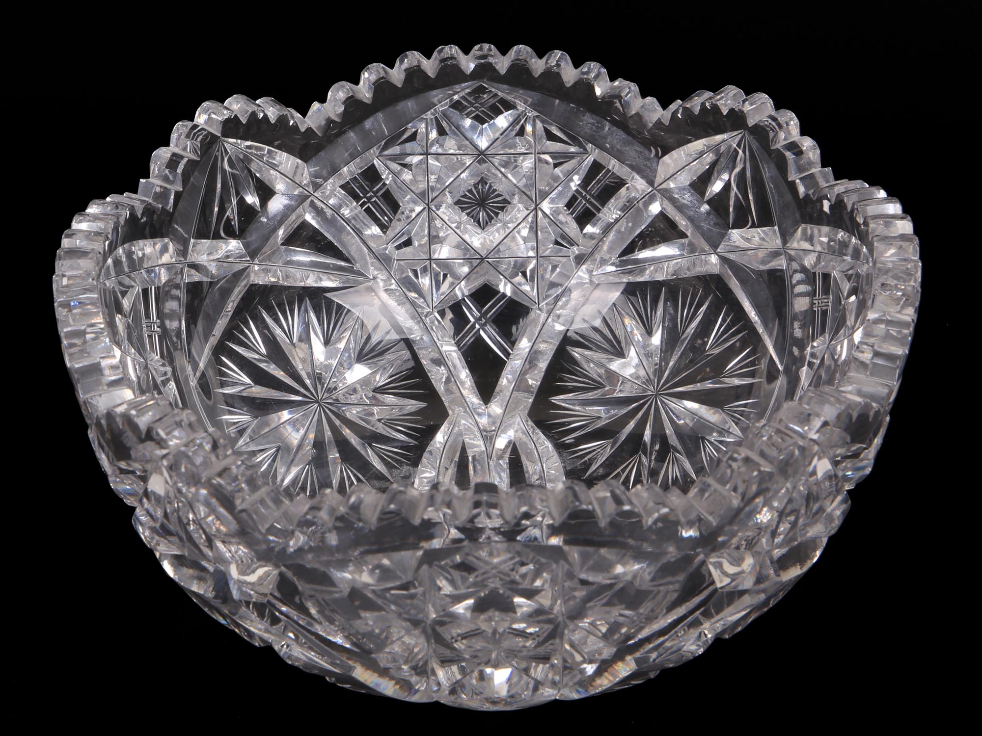 ANTIQUE AMERICAN CUT GLASS CRYSTAL BOWL PIC-1